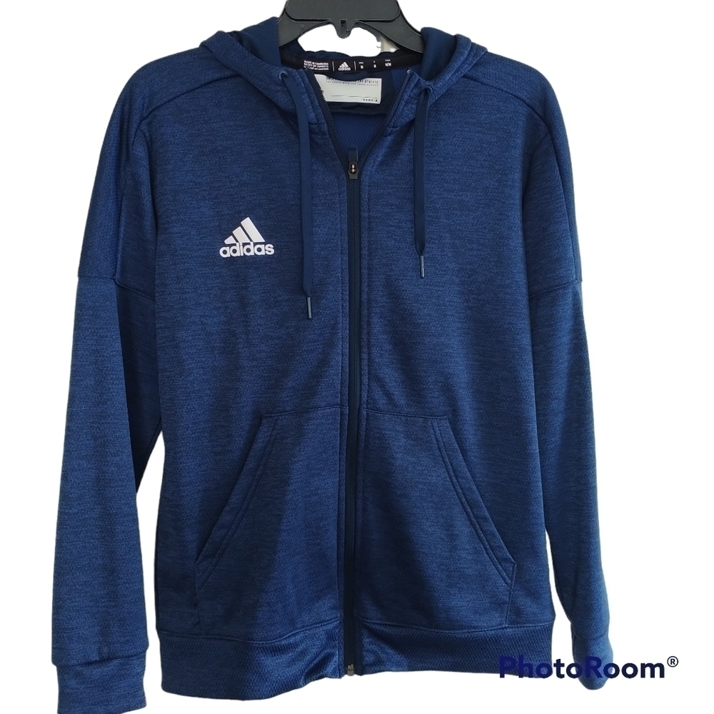 adidas Navy Zip Front Hoodie Aeroready  Sweatshirt M